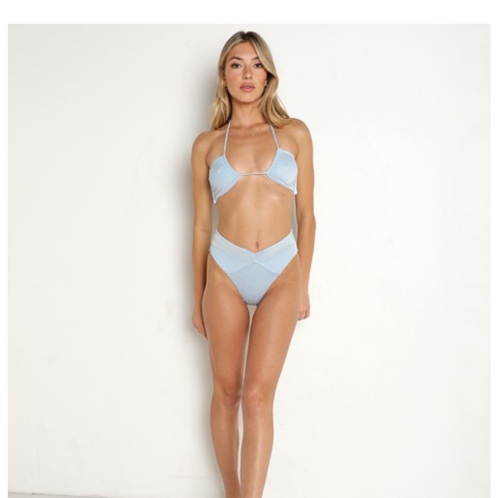 L*Space Blue Bikini Set with Bandeau Top and Triangle Bottom